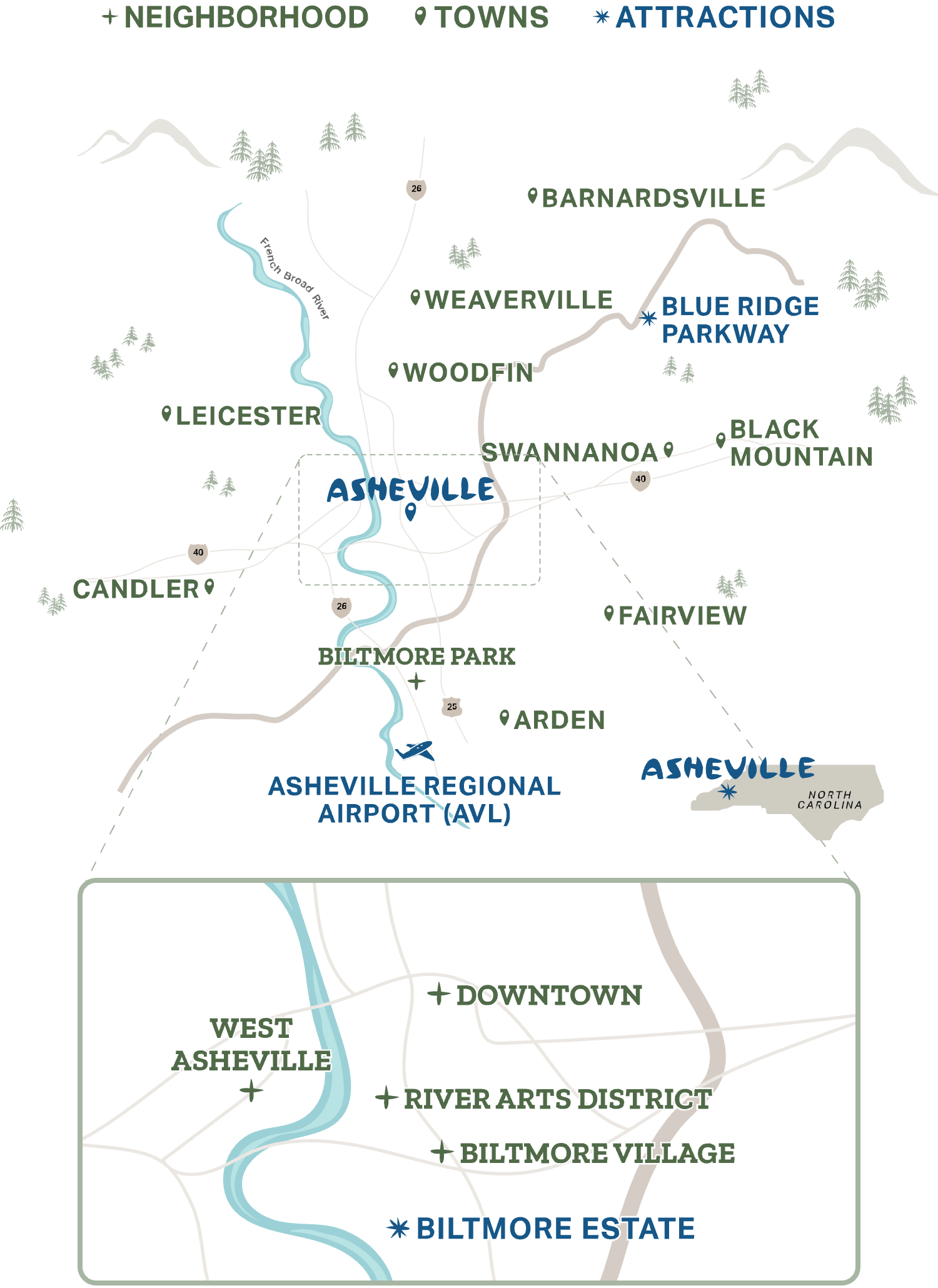 Map of Asheville